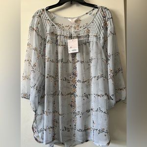 Beautiful light blue LC Lauren Conrad floral blouse